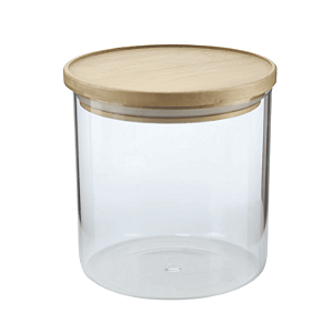 Pote Vidro Hermético c/ Tampa De Bambu Mantimentos 800ml Alimentos Redondo