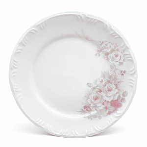 Prato Raso Jantar Refeição 26cm Eterna Porcelana Decorada Schmidt