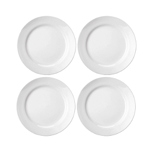 Kit 4 Pratos de Sobremesa 19cm Cilíndrica Schmidt Porcelana Branca