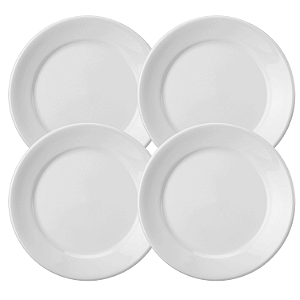 Kit 4 Pratos Rasos Convencional Schmidt 25cm Porcelana Branca