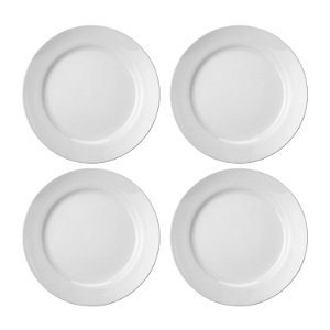 Kit 4 Pratos Rasos Jantar 26cm Cilíndrica Schmidt Porcelana Branca