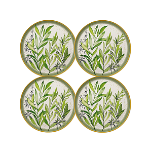 Jogo de Pratos Sobremesa Kit 4 Peças 21cm Siena Salgueira Cerâmica Florarte