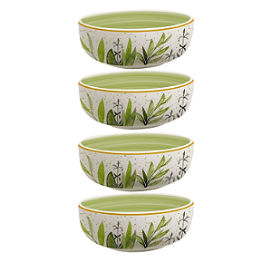 Jogo de Bowls Kit 4 Peças Tigela 620ml 15cm Siena Salgueira Cerâmica Florarte