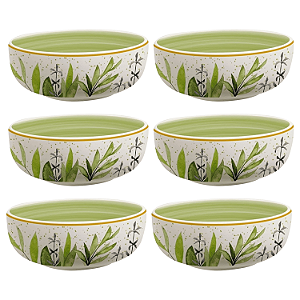 Jogo de Bowls Kit 6 Peças Tigela 620ml 15cm Siena Salgueira Cerâmica Florarte