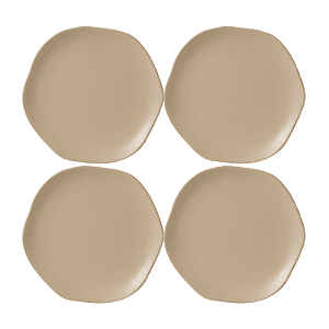 Jogo de Pratos Rasos Kit 4 Peças Órion 26cm Cerâmica Areia Florarte