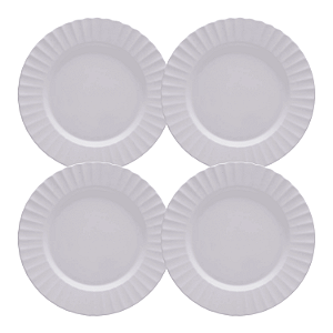 Jogo de Pratos Rasos Kit 4 Peças Gerbera 27cm Melamina Branco Lyor