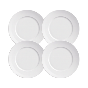 Jogo de Pratos Rasos Kit 4 Peças Basic 25cm Melamina Branco Lyor