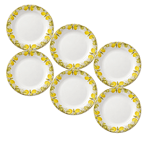 Jogo de Pratos Sobremesa Kit 6 Peças Siciliano 20cm Cerâmica Lyor