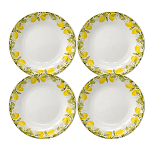 Jogo de Pratos Fundos Kit 4 Peças Siciliano 21cm Cerâmica Lyor