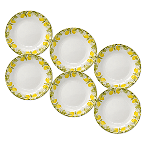 Jogo de Pratos Fundos Kit 6 Peças Siciliano 21cm Cerâmica Lyor