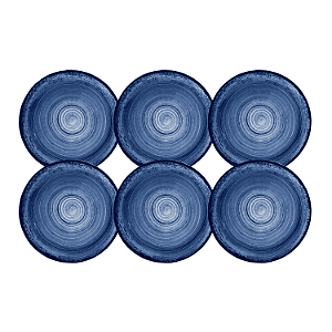 Jogo de Pratos de Sobremesa Kit 6 Peças Esfera Azul 21cm Porcelana Schmidt