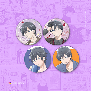 Kit com 4 Bottons Akito Yamada - (3,5cm) Broche Alfinete