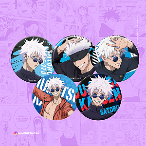 Kit com 5 Bottons Satoru Gojo - (3,5cm) Broche Alfinete