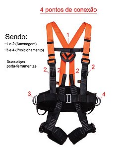 Cinturao Paraquedista Eletricista 4 Pontos De Conexão Frontal, Dorsal E 2 De Posicionamento Mg Cinto Mult 1891 Ca 35521 (1 Unid)