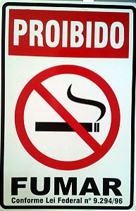 Placa P1 Proibido Fumar Com A Lei 30X20