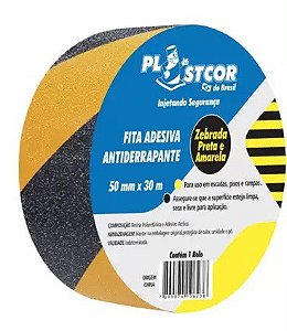Plastcor Fita Antiderrapante Amarela e Preta 50Mmx30 (1 und)