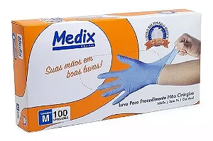 Luva Nit Slim Sem Po Pp / 7 Azul -Ca 39947 - Medix Brasil