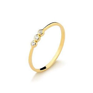 Anel Safiras Brancas Ouro 18k