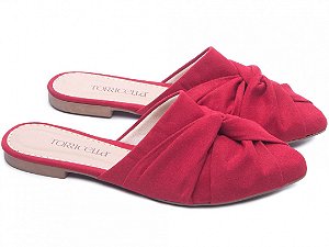 Sapatilha Mule Feminino Vermelho Tecido