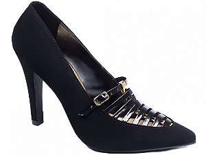 Sapato Feminino Scarpin Preto Nobuck