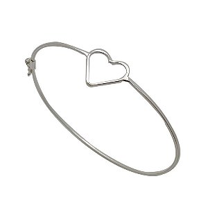 Bracelete de prata 925 rígida coração