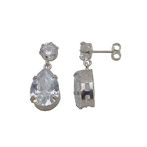 Brincos de prata 925 com pedra de zircônia