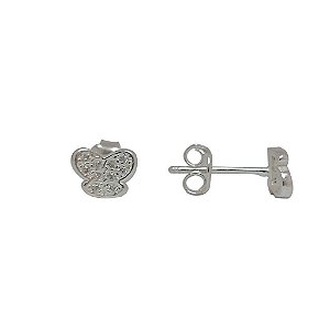 Brincos de prata 925 infantil borboleta com zircônia cravejada