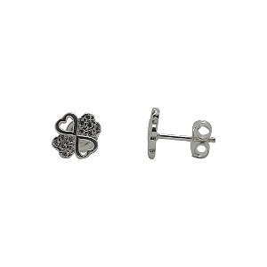 Brincos de prata 925 trevo com zircônia cravejada