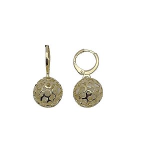 Brincos Folheados a ouro 18k argolinhas com detalhe bola