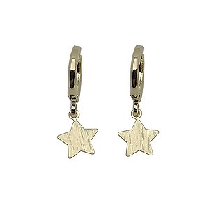 Brincos Folheados a ouro 18k argolinhas com estrela.