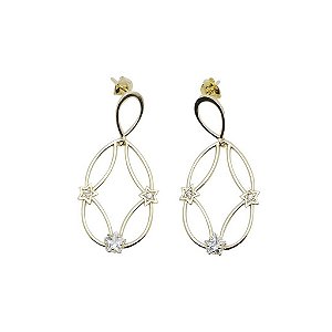 Brincos Folheados a ouro 18k com pedrinha estrela