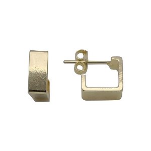 Brincos Folheados a ouro 18k formato quadrado liso