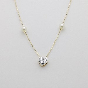 Gargantilha folheado a ouro 18k com  detalhes em pérolas