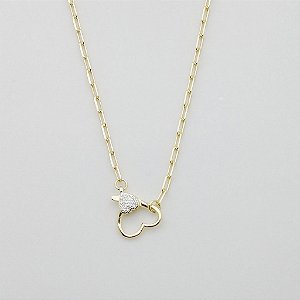Gargantilha folheado a ouro 18k coração com detalhe ródio