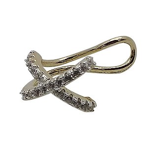 Piercing folheado a ouro 18k detalhe pedra zircônia cravejadas