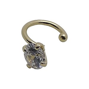 Piercing folheado a ouro 18k com pedra zircônia redonda