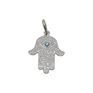 Pingente de prata 925 amuleto Hamsa