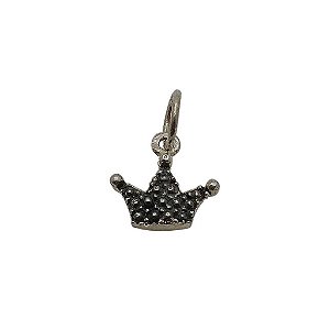 Pingente de prata 925 envelhecida coroa