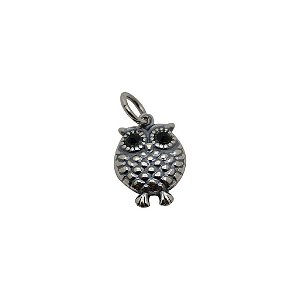 Pingente de prata 925 envelhecida Coruja.