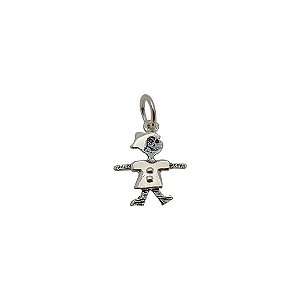 Pingente de prata 925 envelhecida menina