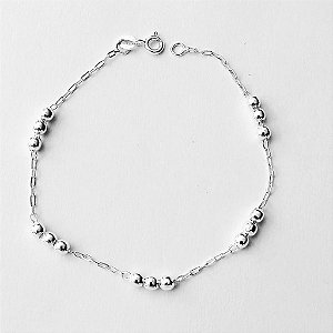 Pulseira de prata 925 bolinha tripla