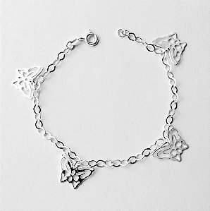 Pulseira de prata 925 borboleta balão