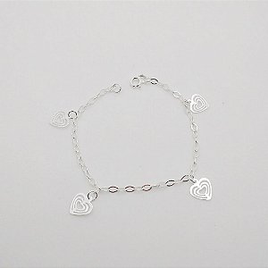 Pulseira de prata 925 com pingente coração
