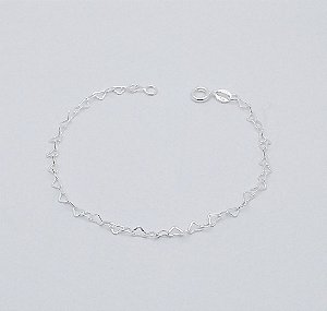 Pulseira de prata 925 coração vazado