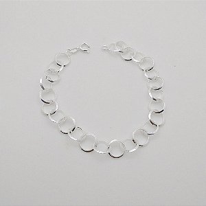 Pulseira de prata 925 corrente argolas