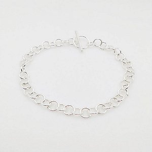 Pulseira de prata 925 elo português com fecho T