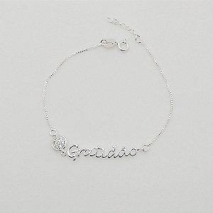 Pulseira  de prata 925 gratidão