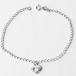 Pulseira de prata 925 groumet coração