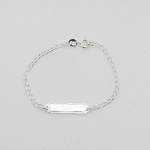 Pulseira de prata 925 infantil plaquinha