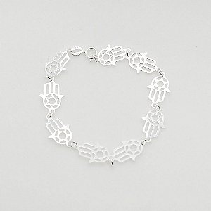 Pulseira de prata 925 mão de Fatima vazado